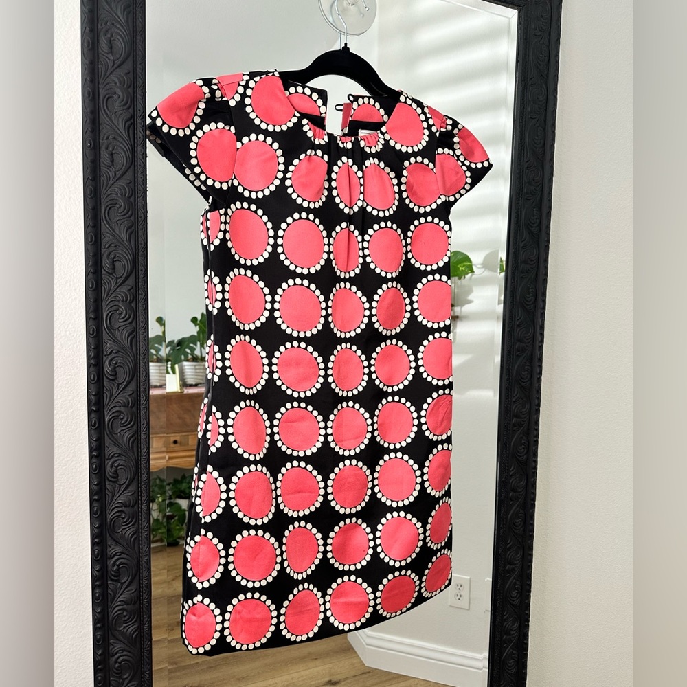 An Original Milly of New York Black and Pink Dotted mini dress